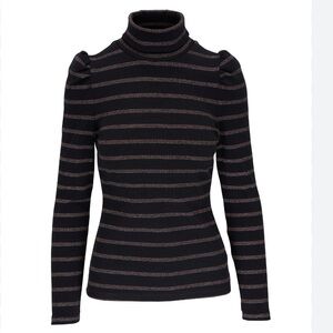 NWT VERONICA BEARD Black Lurex Cedar Turtleneck - sz M